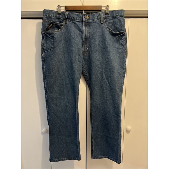 Ariat Rebar M4 Jeans Relaxed Boot Cut Blue Denim Loop Lock Durastretch 40x30 - Picture 1 of 10